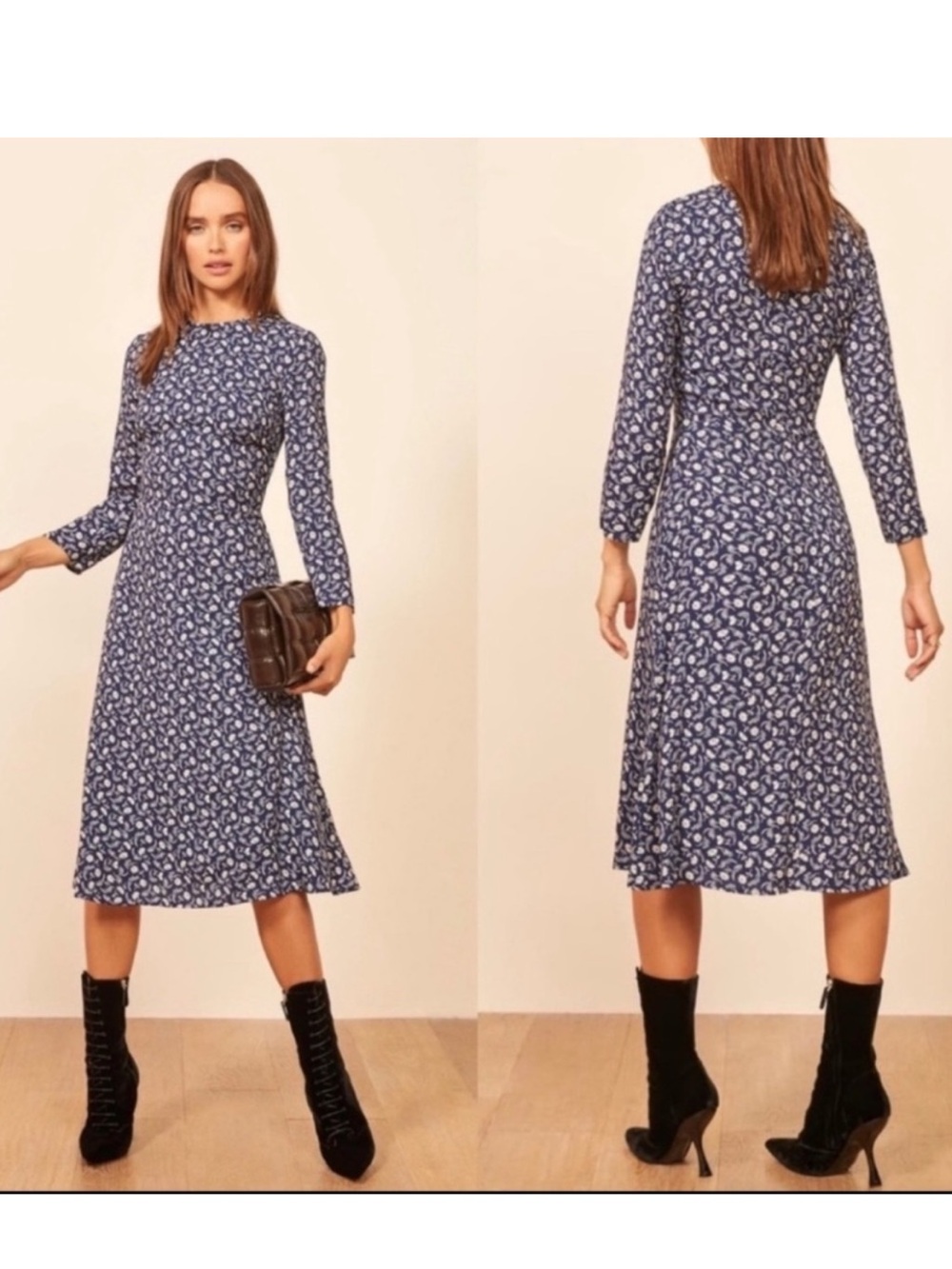 Reformation Moon Monterey Navy Floral Dress 6